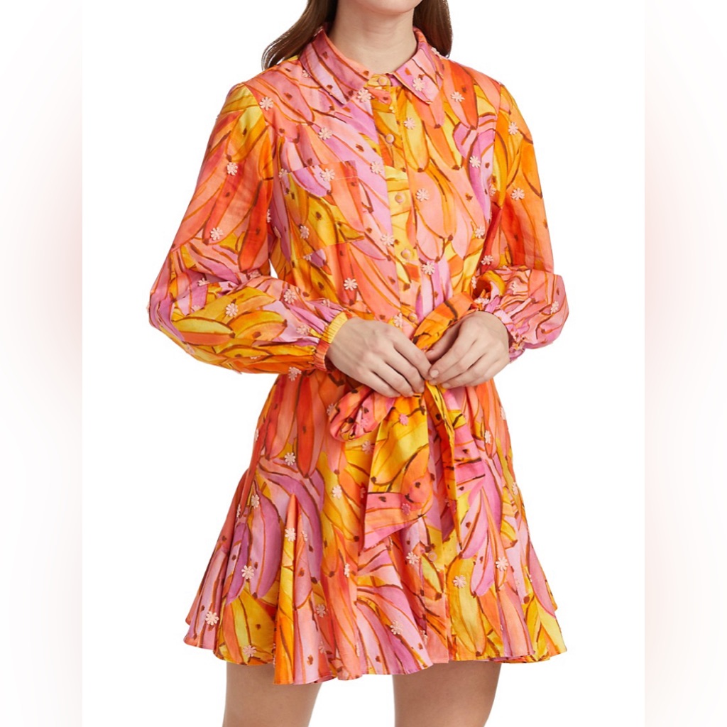 Nwt Farm Rio Pink Ombr Bananas Mini Dress